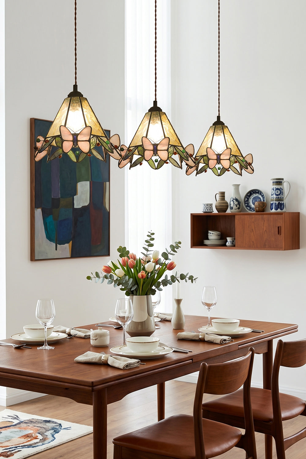 Mariposa Canopy Stained Glass Pendant Lamp