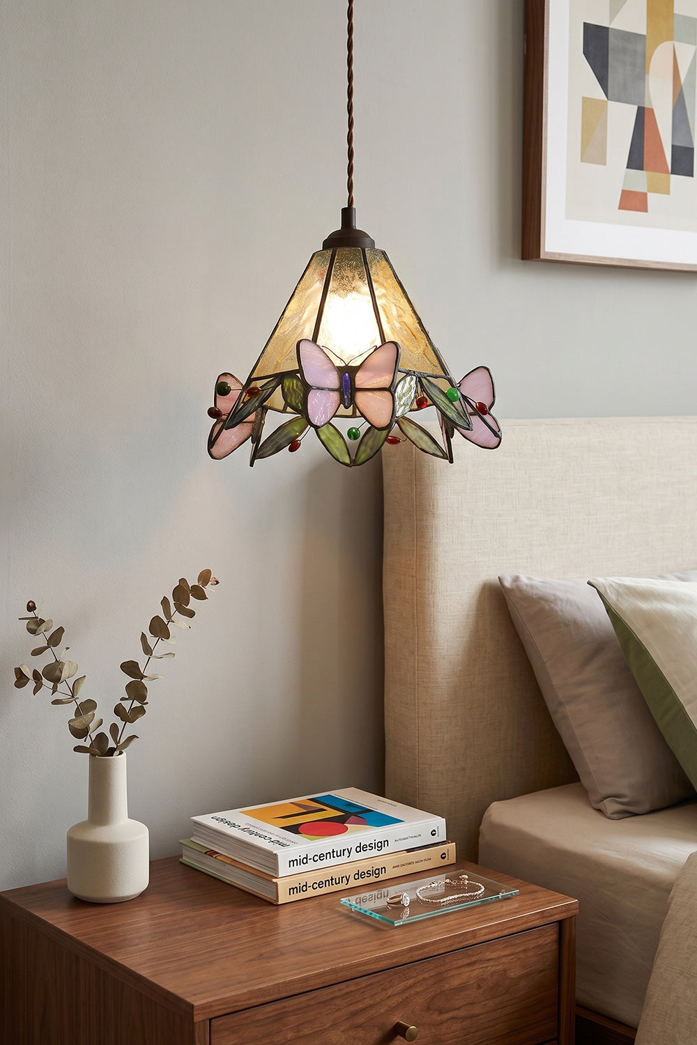 Mariposa Canopy Stained Glass Pendant Lamp