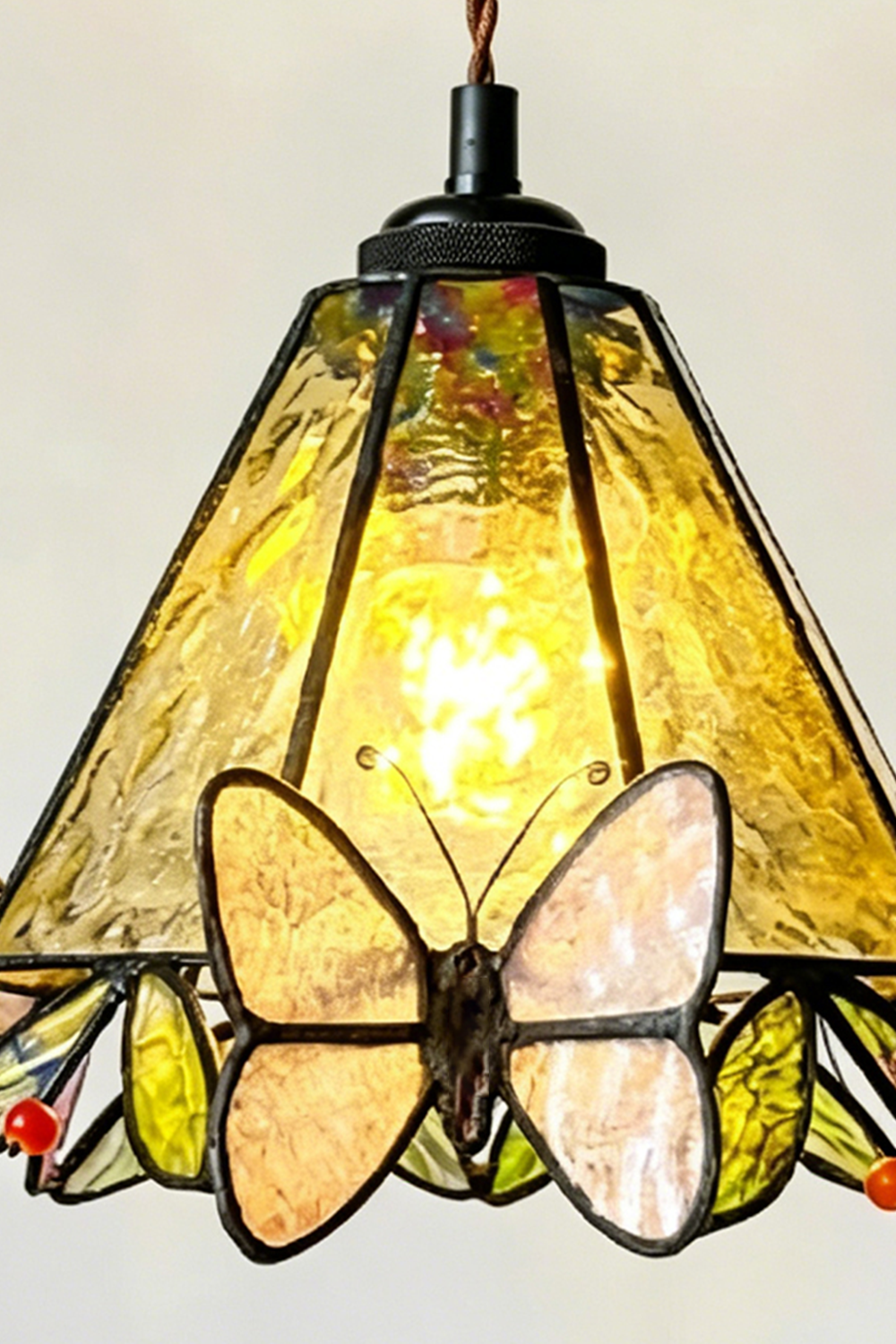 Mariposa Canopy Stained Glass Pendant Lamp