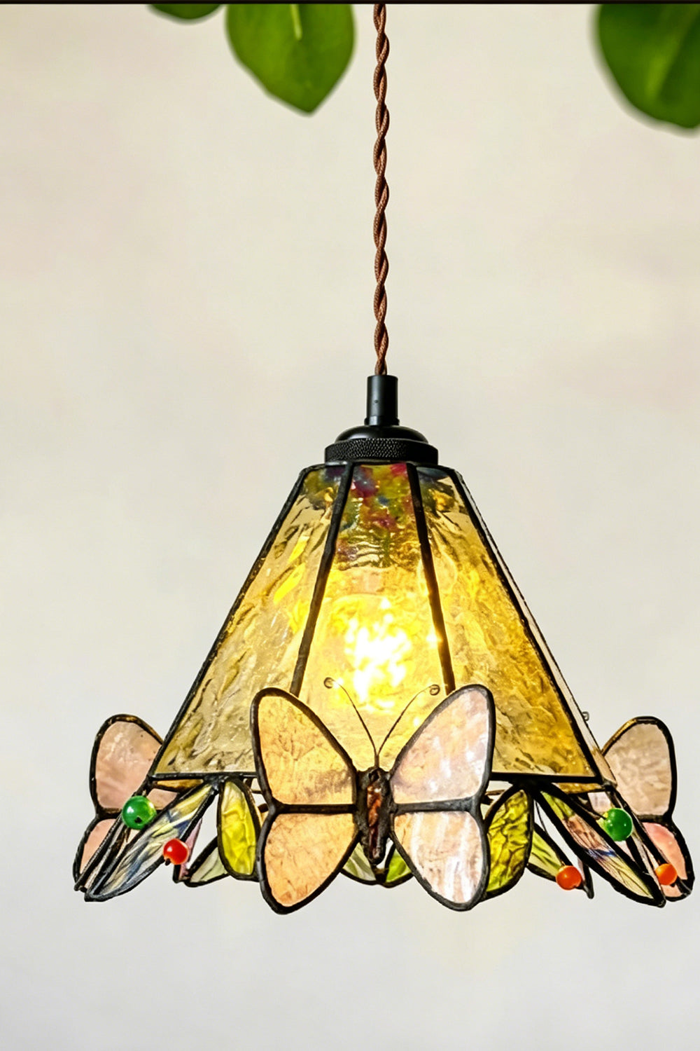 Mariposa Canopy Stained Glass Pendant Lamp
