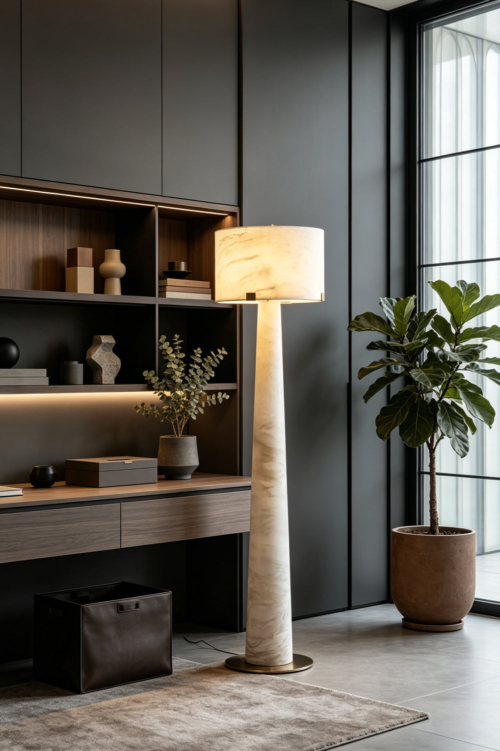 Meridian Column Alabaster Floor Lamp
