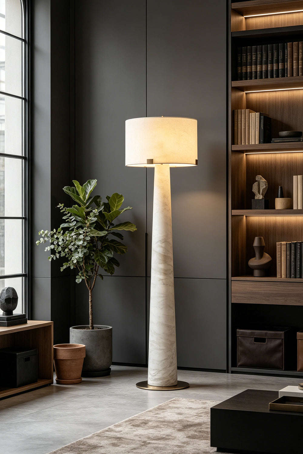 Meridian Column Alabaster Floor Lamp