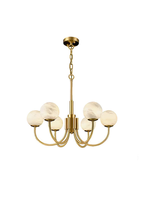 Modern Brass Chandelier with Alabaster Glob