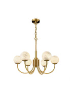 Modern Brass Chandelier with Alabaster Glob