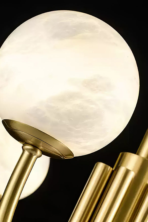 Modern Brass Chandelier with Alabaster Glob