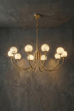 Modern Brass Chandelier with Alabaster Glob
