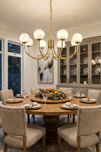 Modern Brass Chandelier with Alabaster Glob