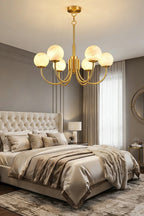 Modern Brass Chandelier with Alabaster Glob