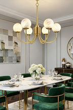 Modern Brass Chandelier with Alabaster Glob