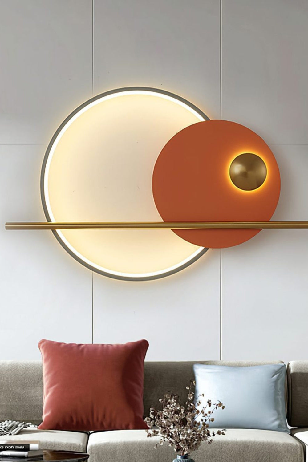 Modern Linear Double Circle Wall Light