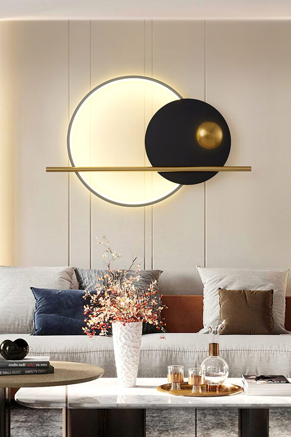 Modern Linear Double Circle Wall Light
