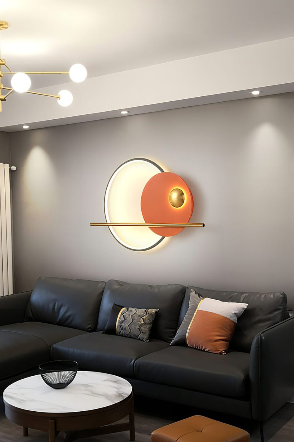 Modern Linear Double Circle Wall Light
