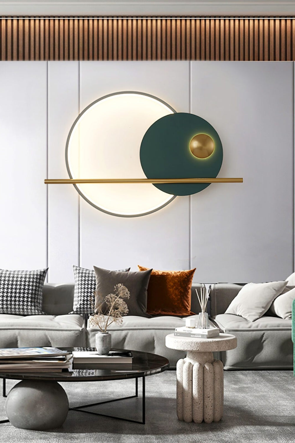 Modern Linear Double Circle Wall Light