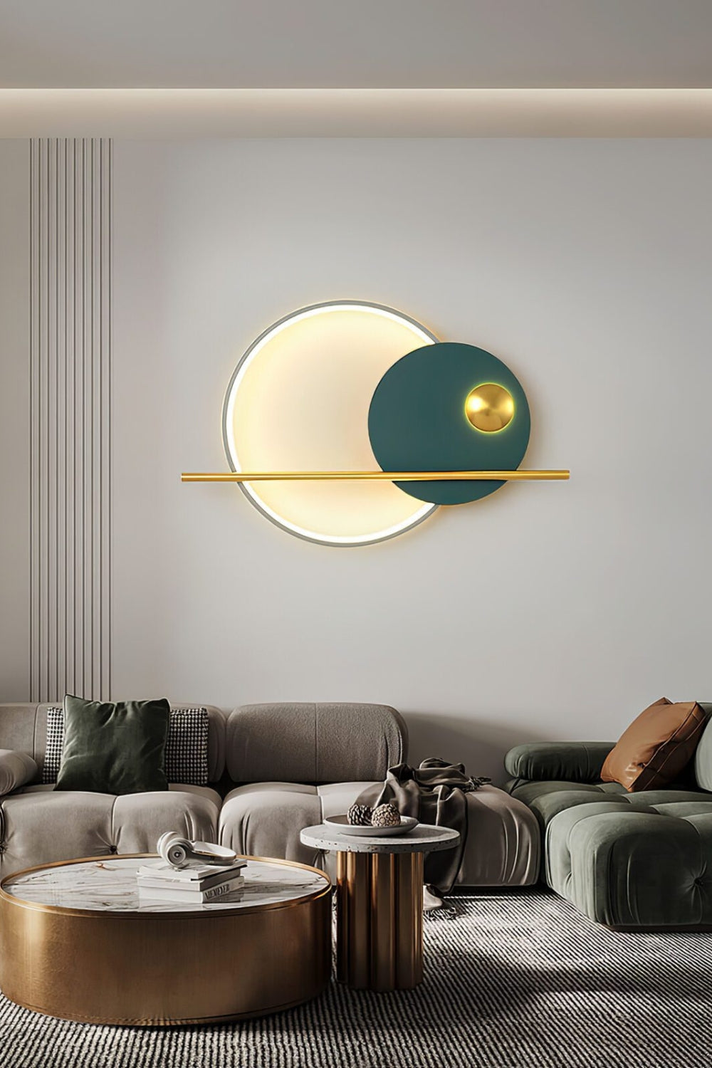 Modern Linear Double Circle Wall Light