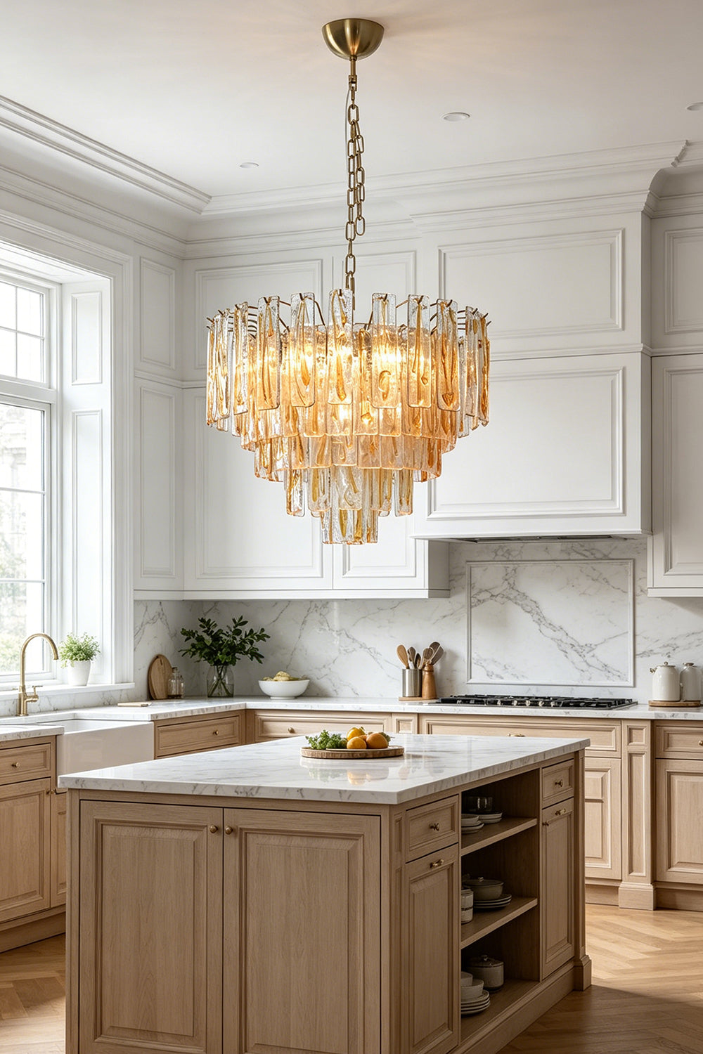 Molten Amber Glass Chandelier