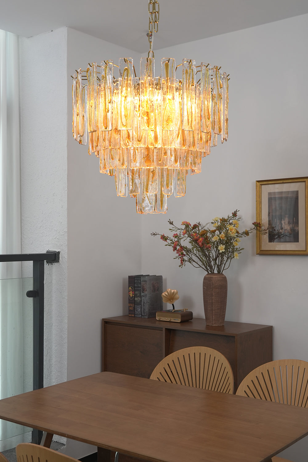 Molten Amber Glass Chandelier