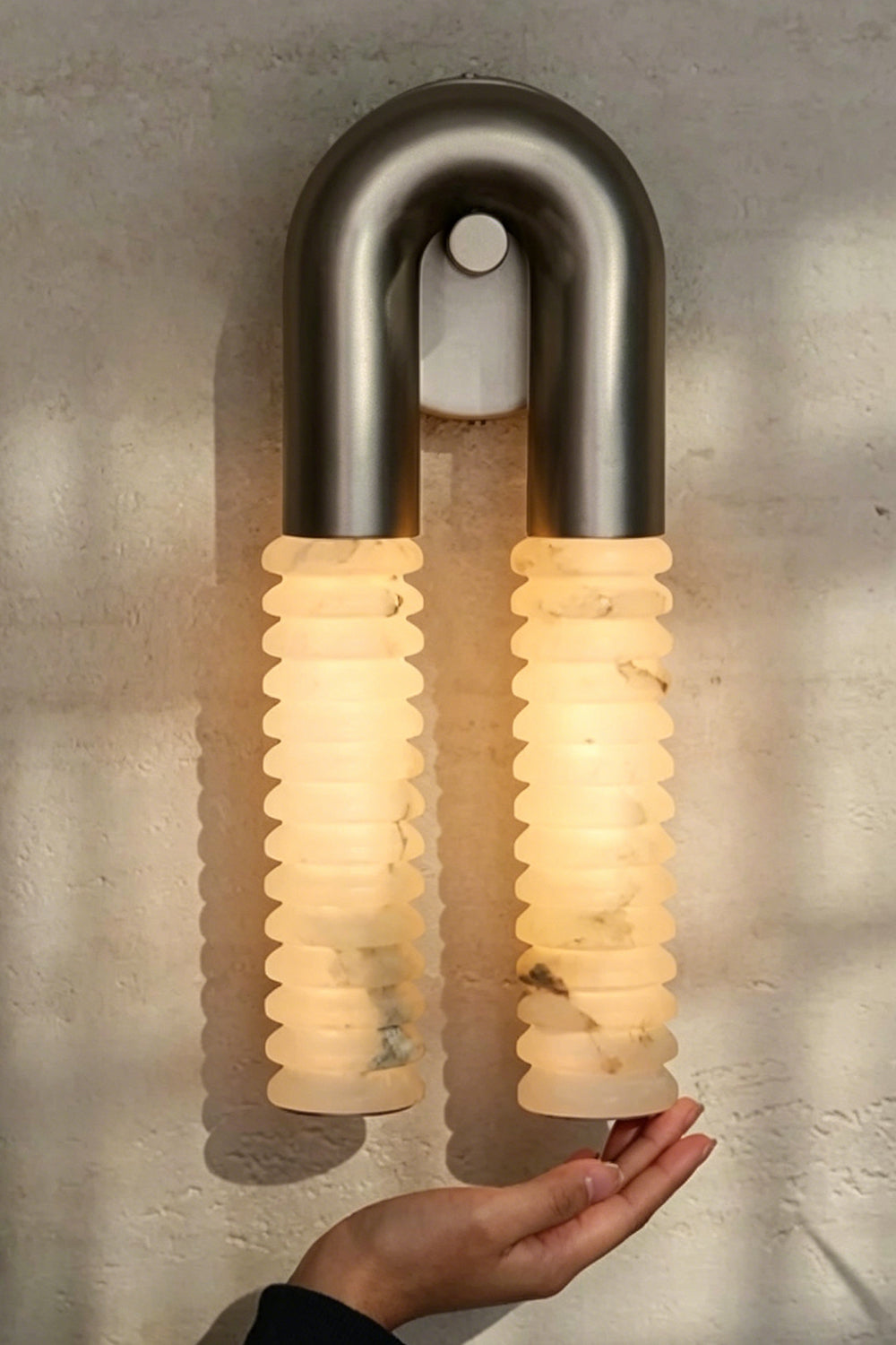 Monolith Arc Alabaster Wall Lamp