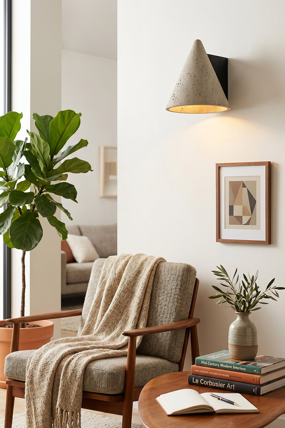 Monolith Cone Travertine Wall Sconce