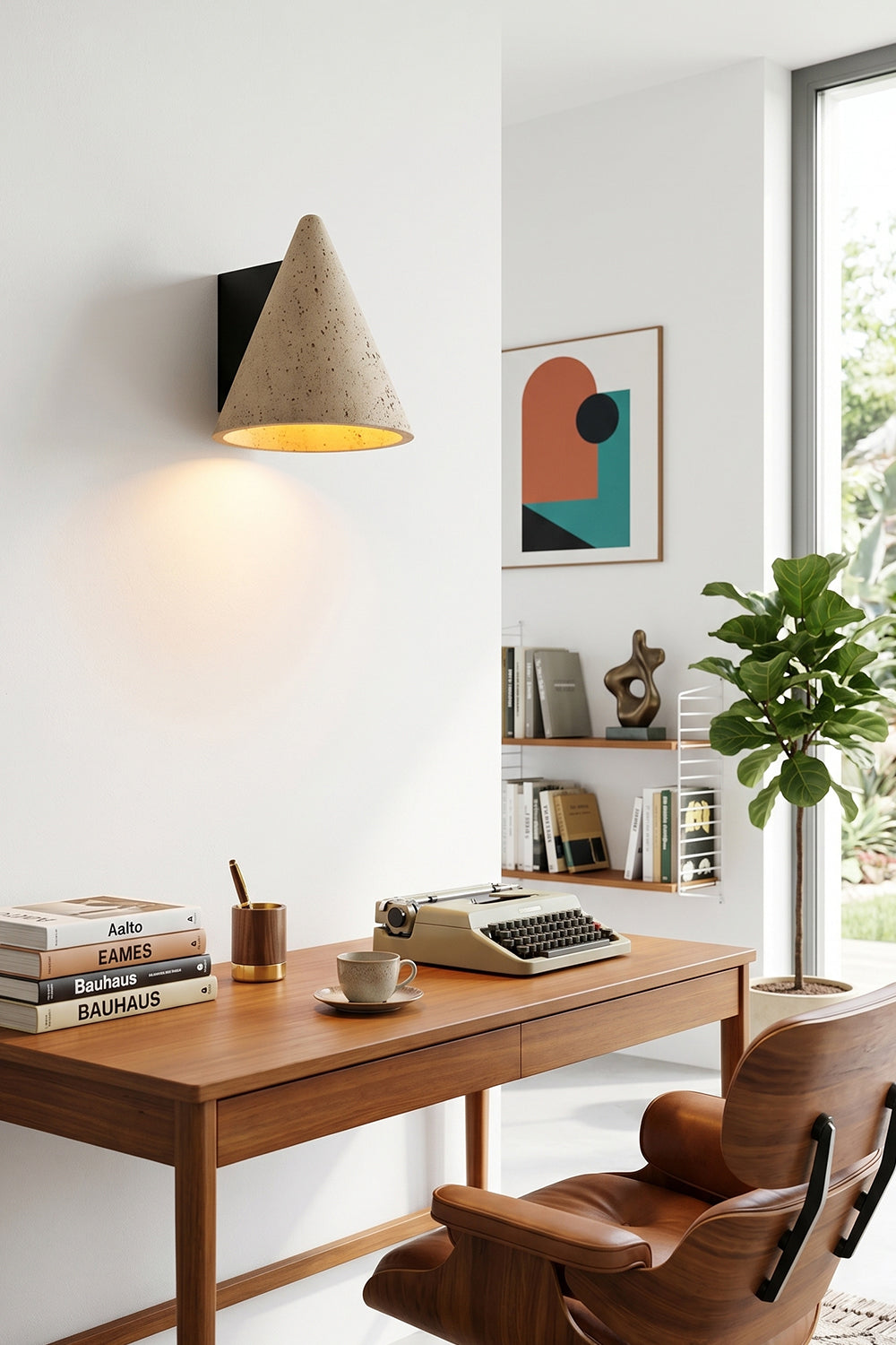 Monolith Cone Travertine Wall Sconce