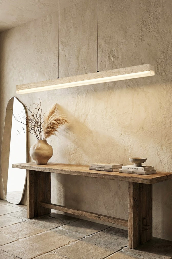 Natural Travertine Linear Dining Pendant Lamp