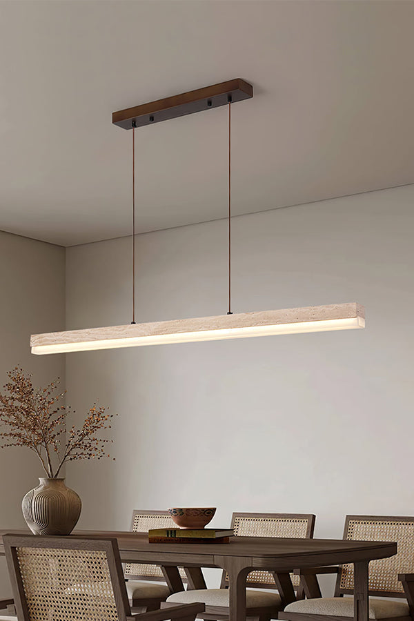 Natural Travertine Linear Dining Pendant Lamp