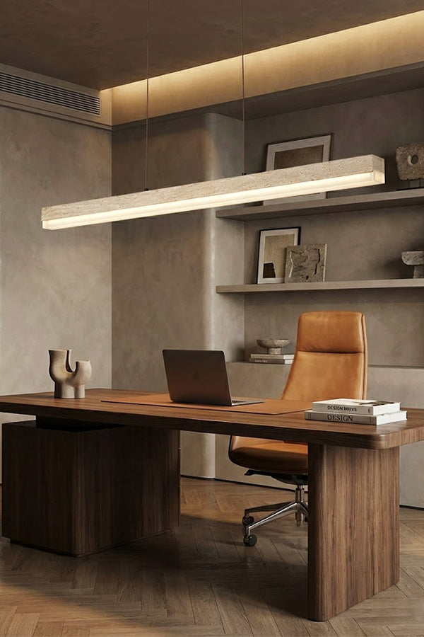 Natural Travertine Linear Dining Pendant Lamp