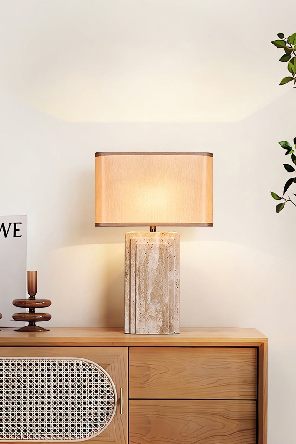Natural Travertine Table Lamp