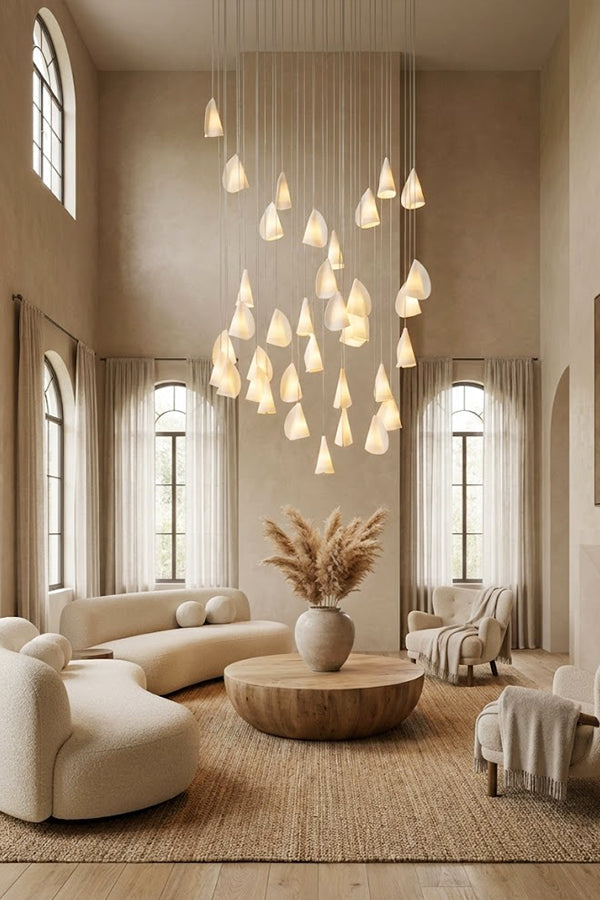 Organic Petal Translucent Bone China Pendant Light