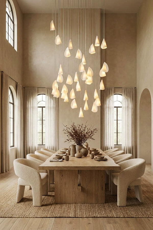 Organic Petal Translucent Bone China Pendant Light