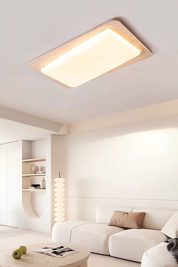 Organic Travertine Rectangular Ceiling Light