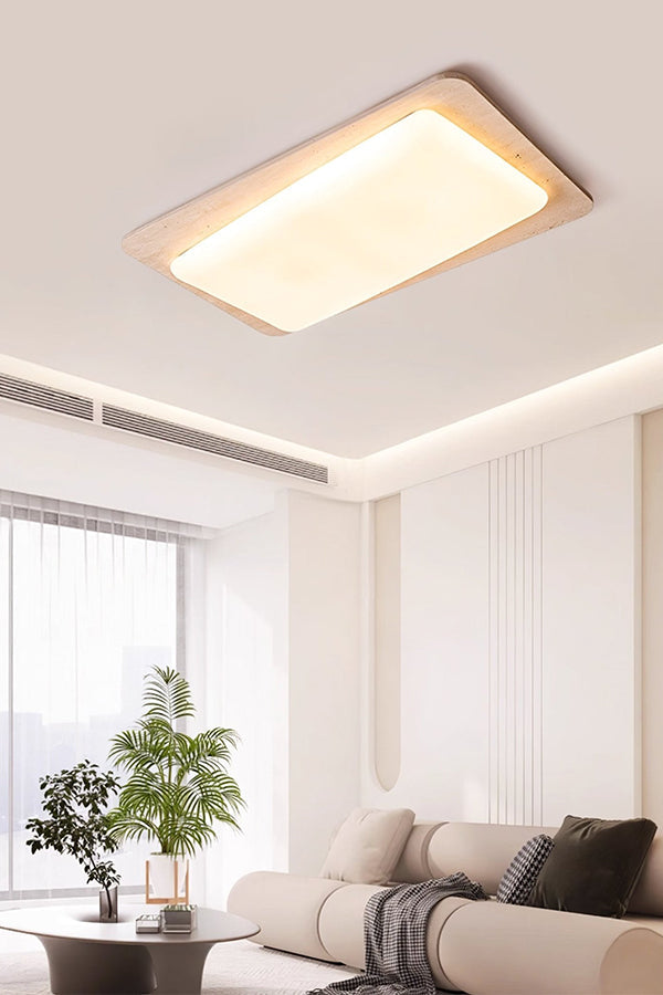 Organic Travertine Rectangular Ceiling Light