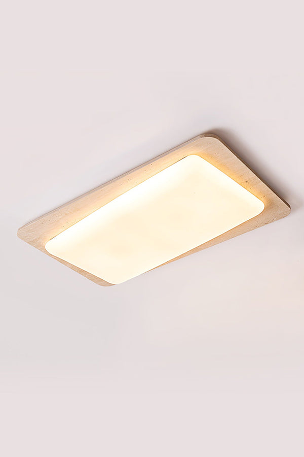 Organic Travertine Rectangular Ceiling Light