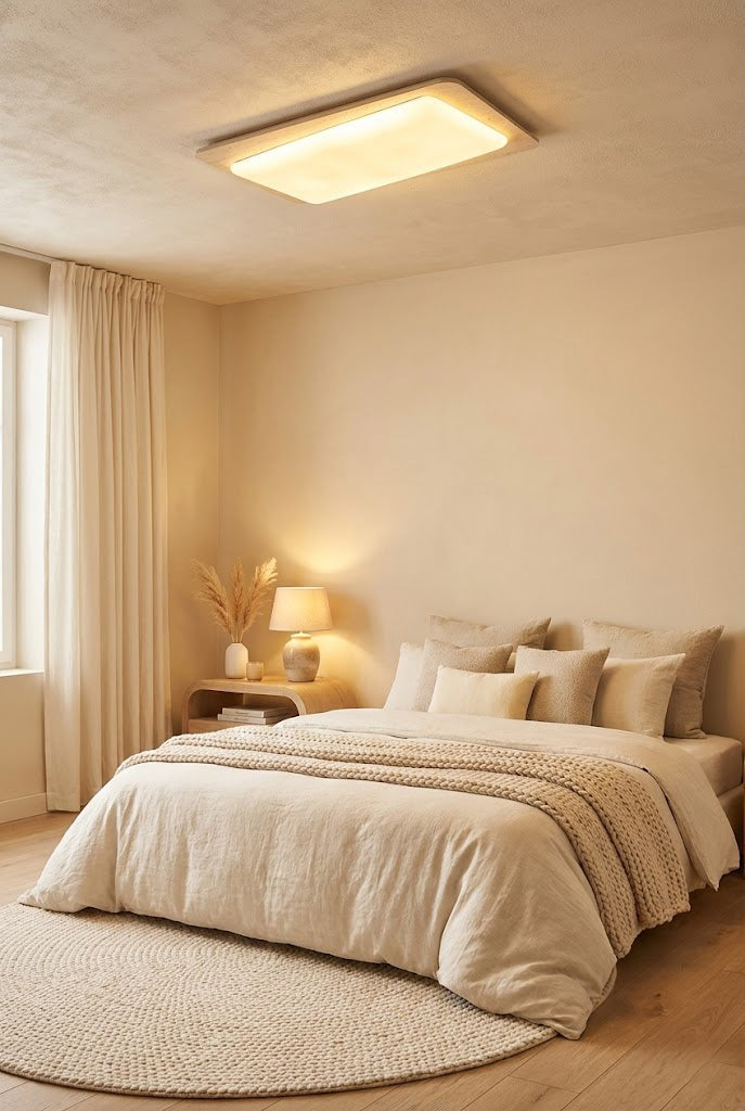 Organic Travertine Rectangular Ceiling Light