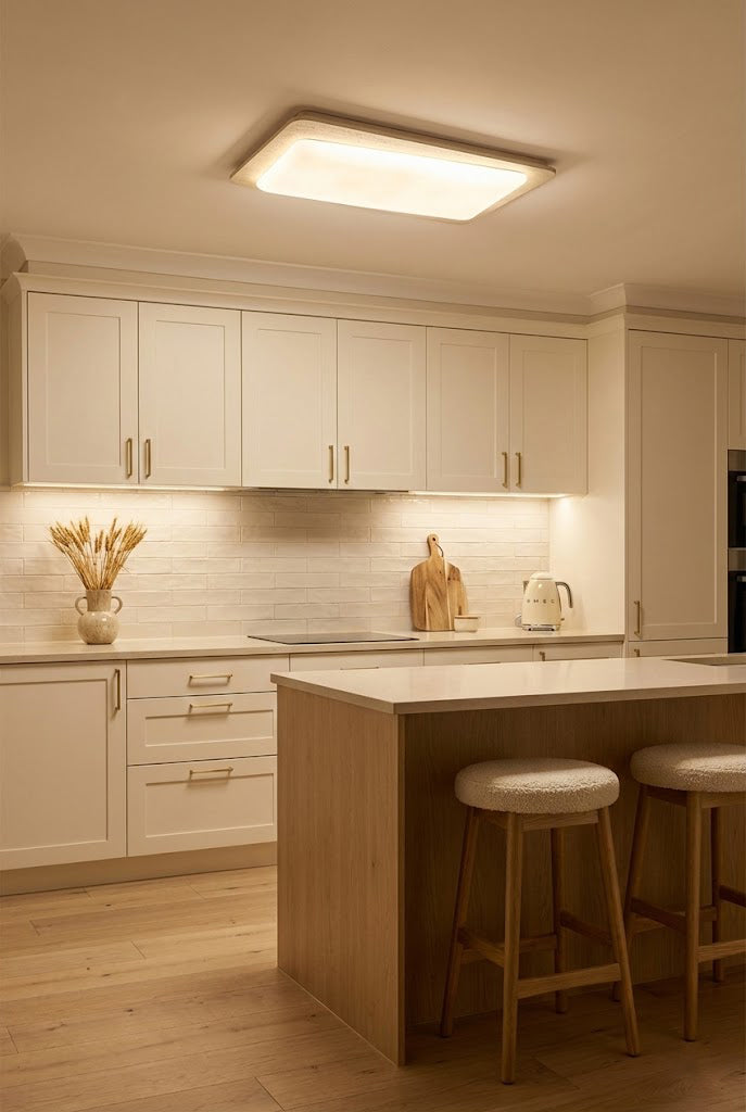 Organic Travertine Rectangular Ceiling Light