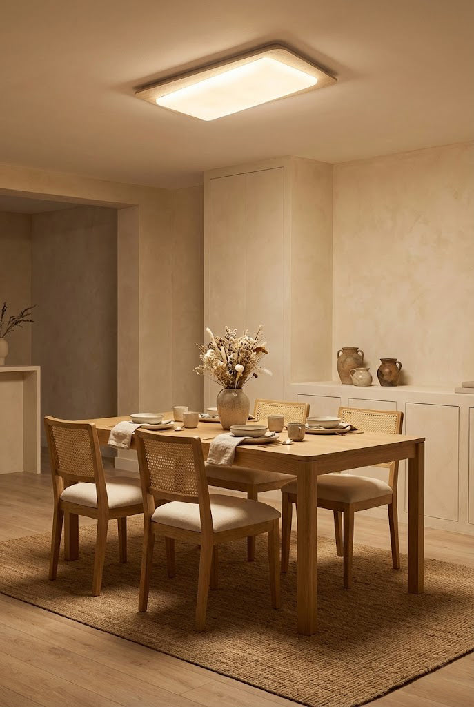 Organic Travertine Rectangular Ceiling Light
