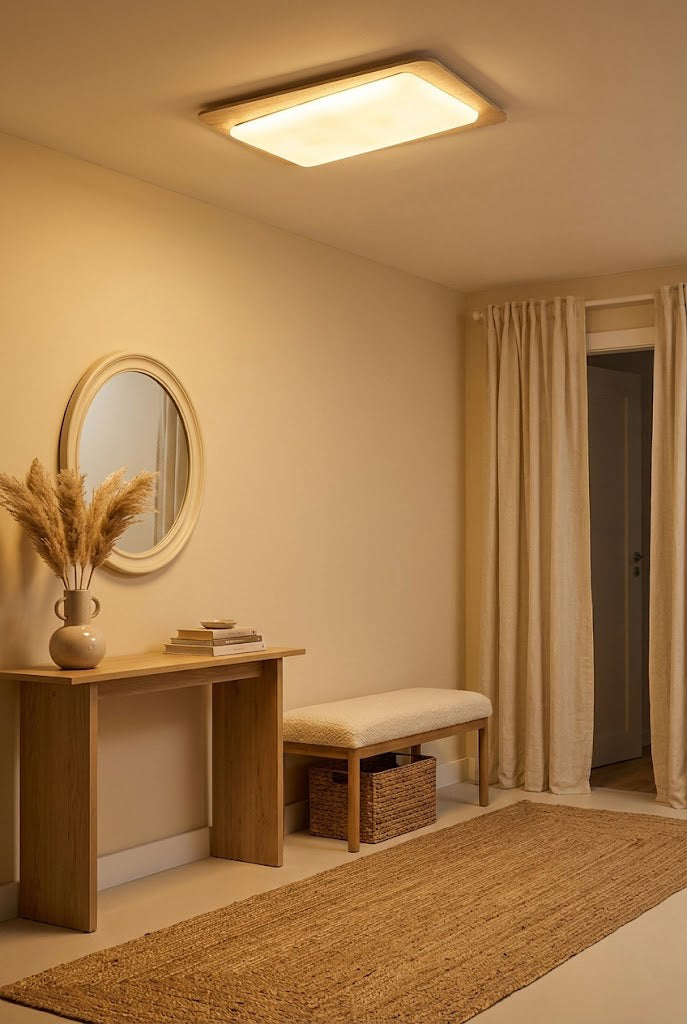 Organic Travertine Rectangular Ceiling Light