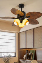Palm Wood Vintage Fan Chandelier