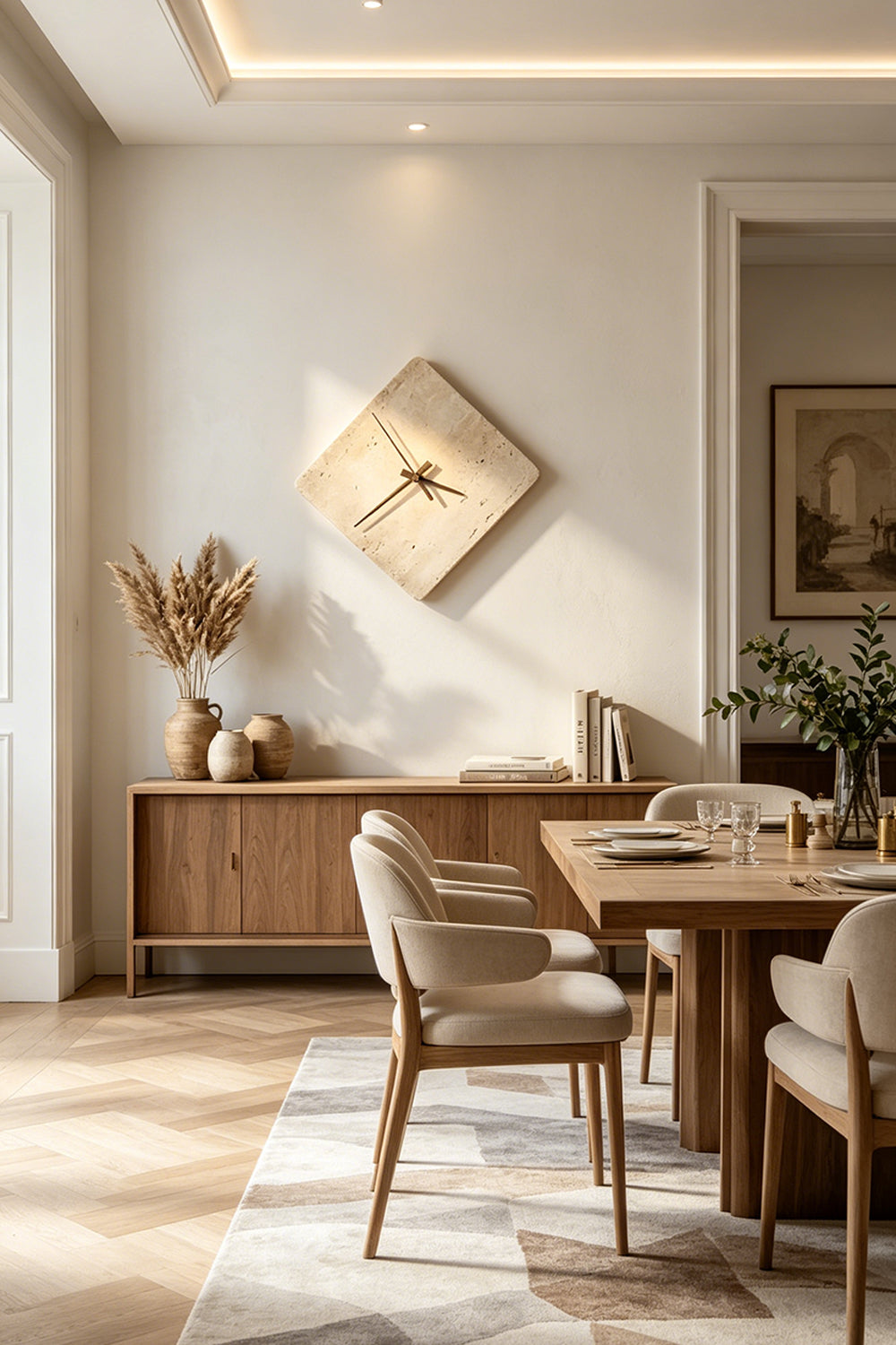 Petra Compass Travertine Backlit Wall Lamp