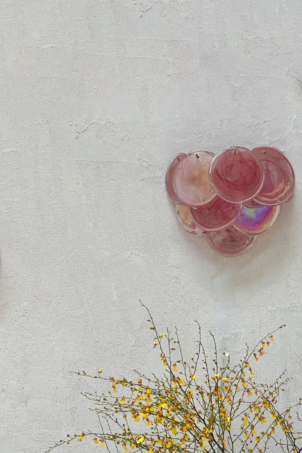 Pink Art Glass Discs Wall Lamp