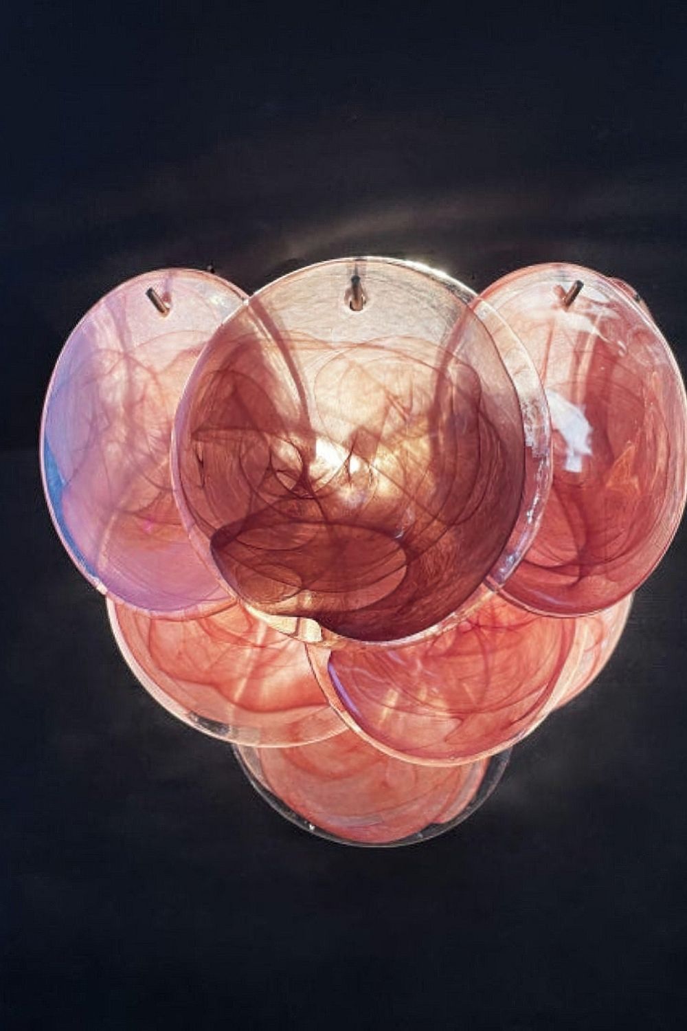 Pink Art Glass Discs Wall Lamp