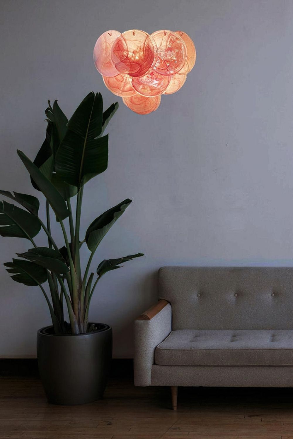 Pink Art Glass Discs Wall Lamp