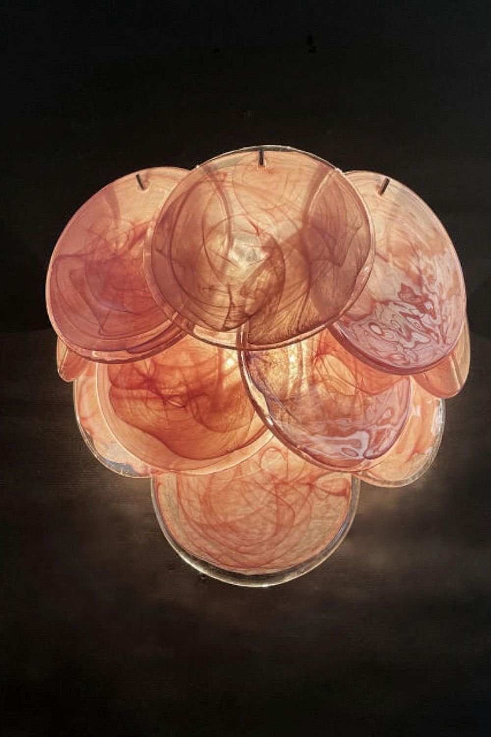 Pink Art Glass Discs Wall Lamp