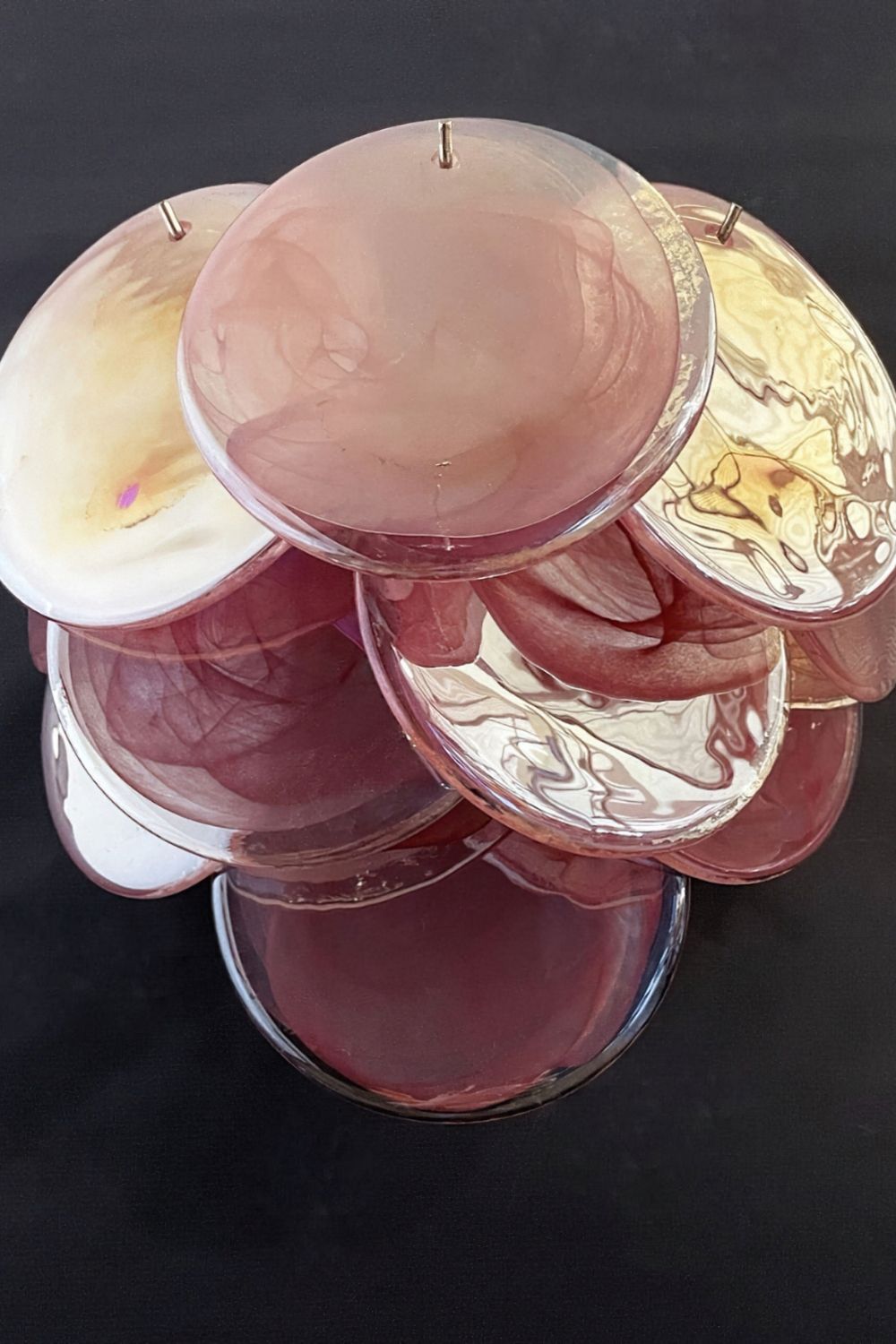 Pink Art Glass Discs Wall Lamp