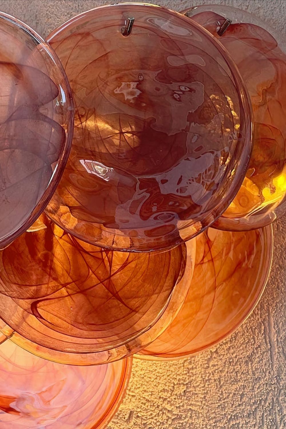 Pink Art Glass Discs Wall Lamp