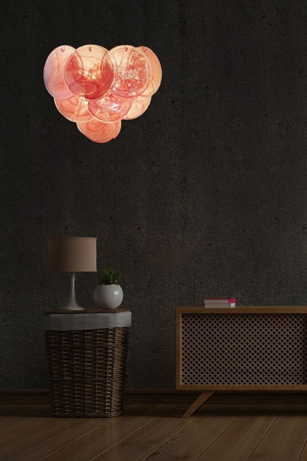 Pink Art Glass Discs Wall Lamp