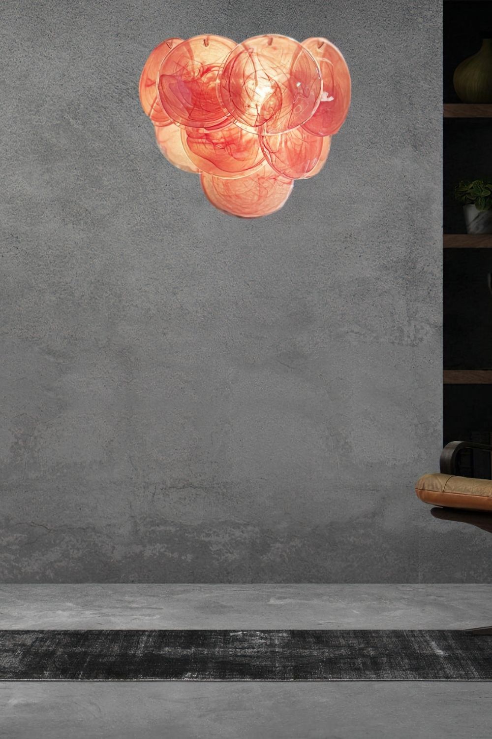 Pink Art Glass Discs Wall Lamp