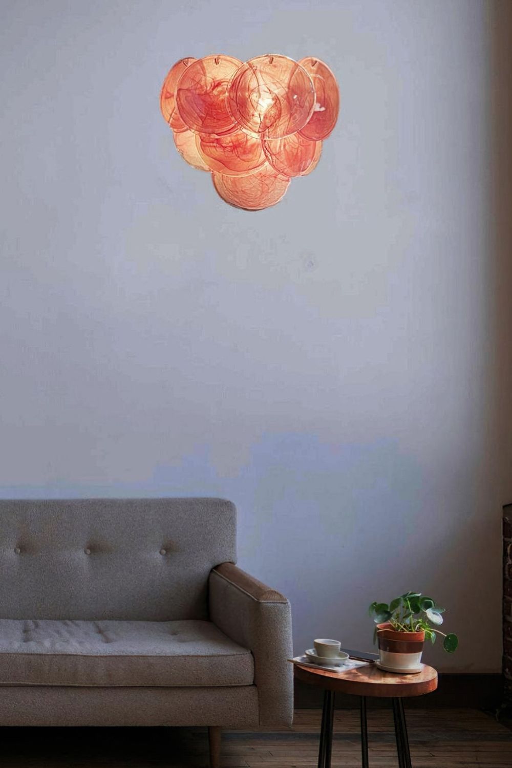 Pink Art Glass Discs Wall Lamp