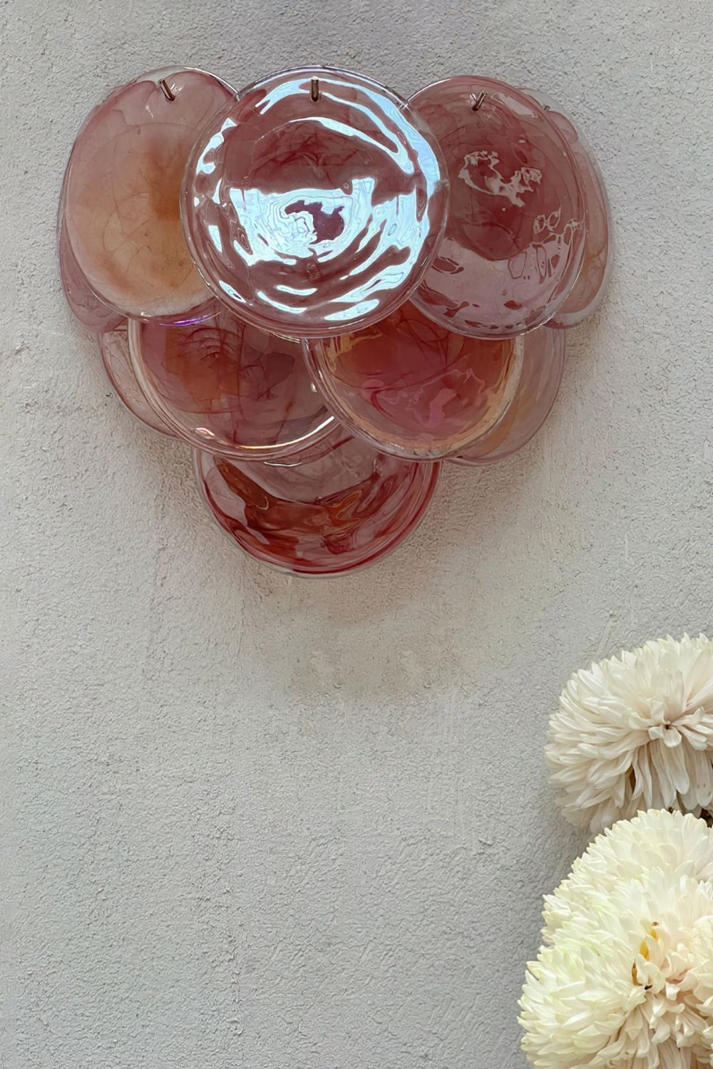 Pink Art Glass Discs Wall Lamp