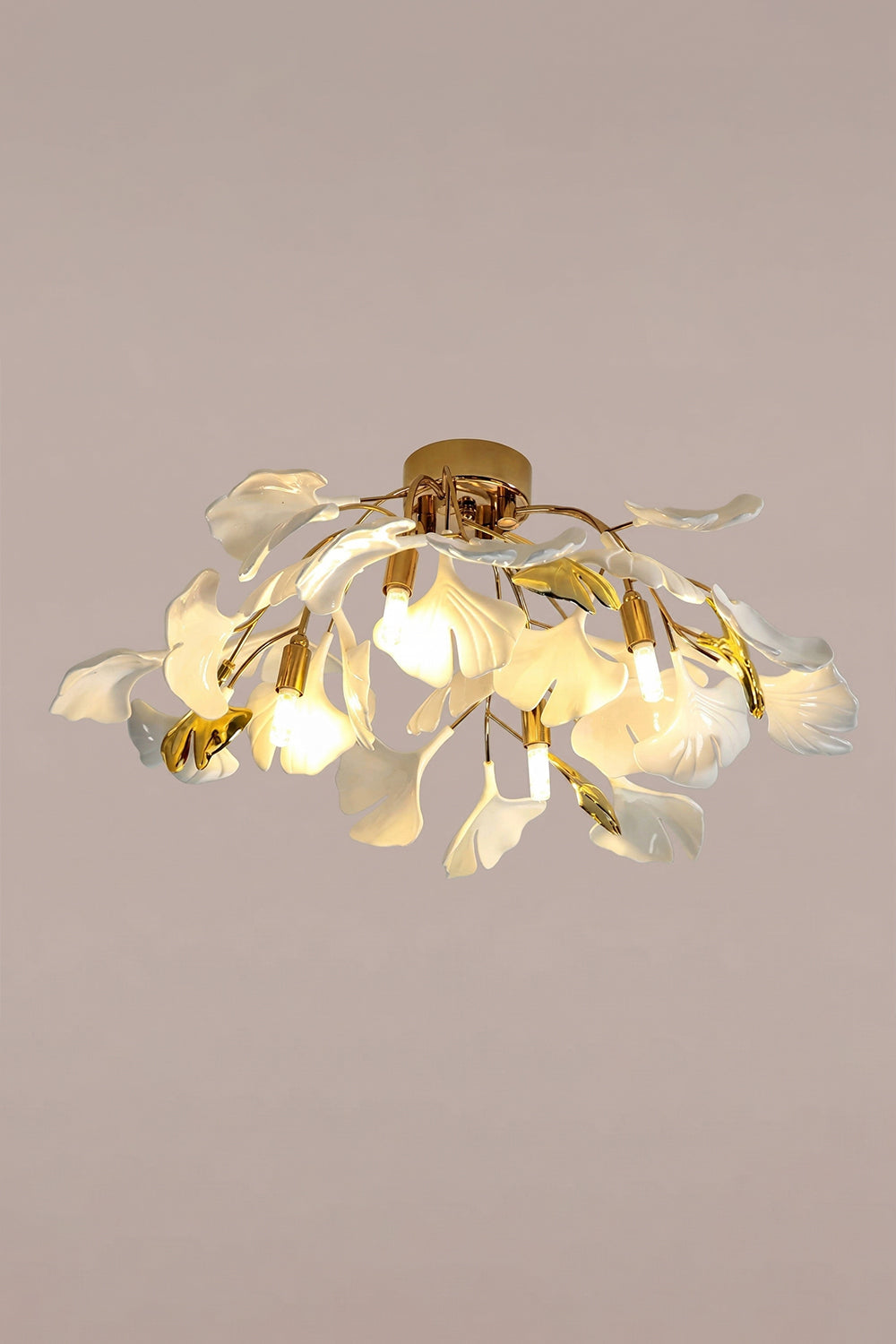 Porcelain Ginkgo Leaf Ceiling Light