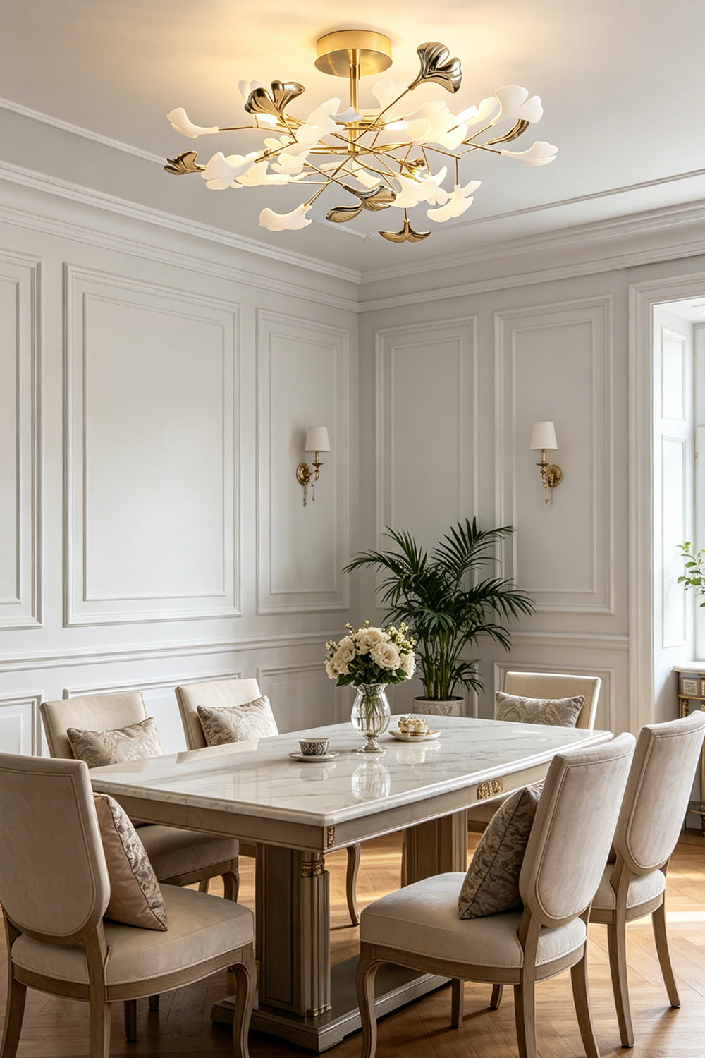 Porcelain Ginkgo Leaf Ceiling Light